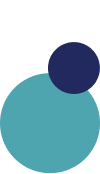 Two coloured circles—navy and teal—of varying sizes.